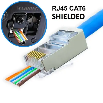 Mufa FTP CAT6 RJ45 8P8C ecranata PASS TROUGH cu trecere pentru cablu rotund