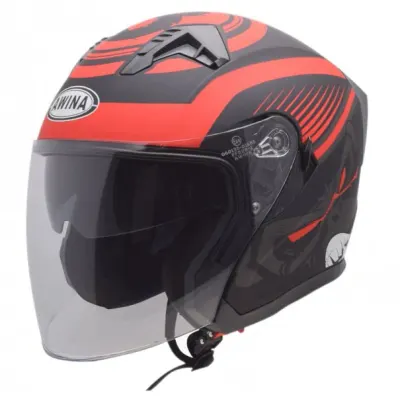 Casca moto semi-integrala Jk528, culoare rosu negru mat, marime L