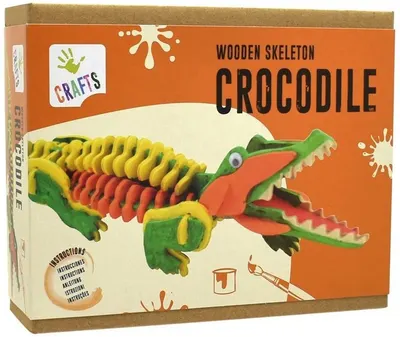 Set creativ Andreu Toys - Puzzle 3D din lemn, Schelet de crocodil