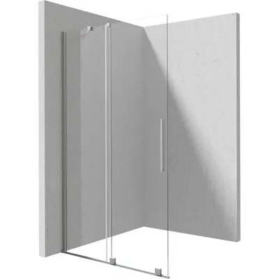 Paravan dus sticla securizata walk-in cu usa glisanta, 90x195 cm, otel slefuit, Deante Prizma