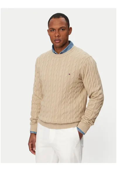 Pulover din bumbac organic cu model torsade