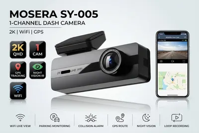 Camera auto DVR MOSERA SY-005 1-Channel, 2K Front, fără ecran, GPS, Night Vision, G-Sensor, Loop Recording