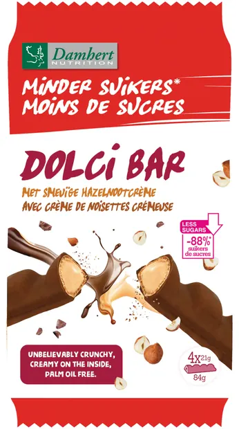 Dolci Bar Barete cu cremă fină de alune, 84 g, Damhert