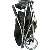 Carucior sport FreeON Lux, Pliabil automat, Usor 6.6 Kg, Tehnologie inovatoare One-Hand Folding, De la 6 luni pana la 22 kg, Din aluminiu, Benzi reflectorizante pe capotina BeigeBlack