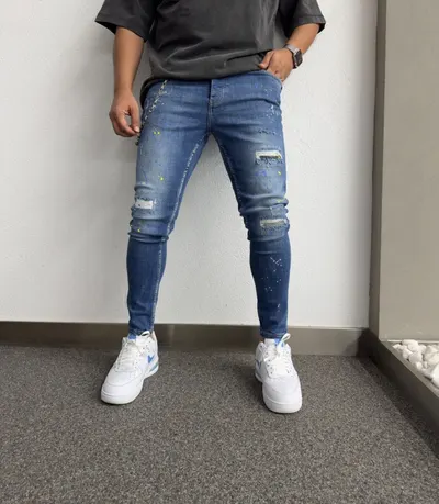 Blugi Skinny Fit Splash Neon Blue Bgkm6(1158) (mărime: 31)