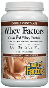 Whey Factors Grass Fed Whey Protein, ciocolată dublă, 1 kg, Natural Factors
