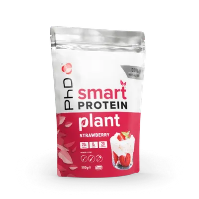 Pudra de proteine vegetale cu aroma de capsuni si frisca Smart Protein Plant, 500g, PhD