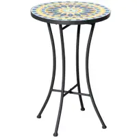 Outsunny Masuta de Gradina din Metal cu Blat din Mozaic Ceramic, Ф35.5x53.5cm, Multicolor | Aosom Romania