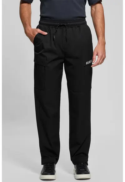 Pantaloni cargo drepti cu snur - pentru fitness - Negru