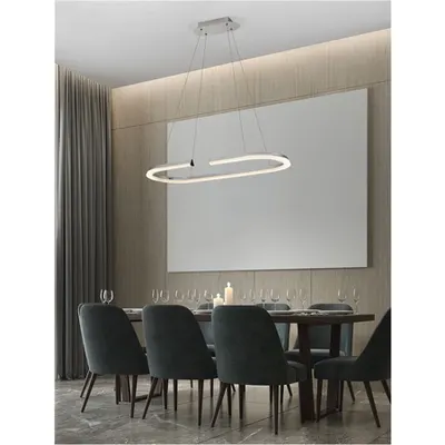 Lampa suspendata ELMO Triac Dimabil Crom Stainless Otel, Aluminiu & Acrylic LED 48 Wat 220-240Volt 2986Lm 3500K IP20