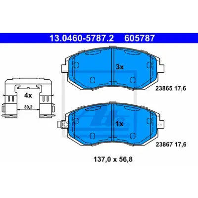 Set placute frana, frana disc ATE 13.0460-5787.2