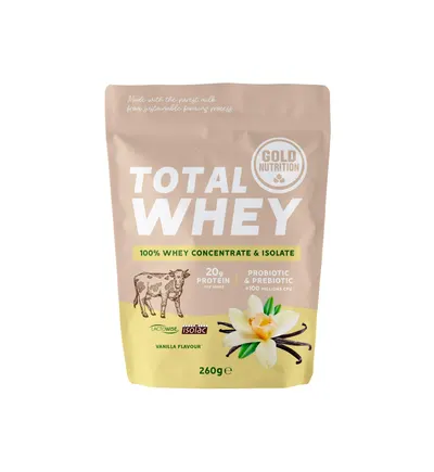 Pudra proteica, GoldNutrition, Total Whey vanilie, 260 g