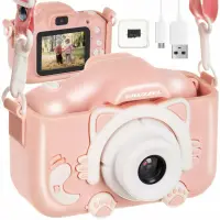 Aparat foto digital pentru copii, full HD, 6 functii, camera selfie, card mini SD, 5 jocuri, micro USB, oprire automata