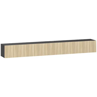 HOMCOM Comodă TV suspendată 140 cm, mobilier TV pentru televizoare 182,88 cm, 2 uși rabatabile, 140x25x22cm, lemn natural și negru | Aosom Romania