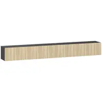 HOMCOM Comodă TV suspendată 140 cm, mobilier TV pentru televizoare 182,88 cm, 2 uși rabatabile, 140x25x22cm, lemn natural și negru | Aosom Romania