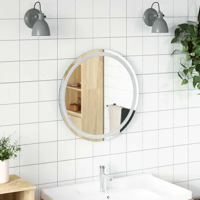 vidaXL Oglindă de baie cu LED Transparent Ø 60 cm sticlă securizată