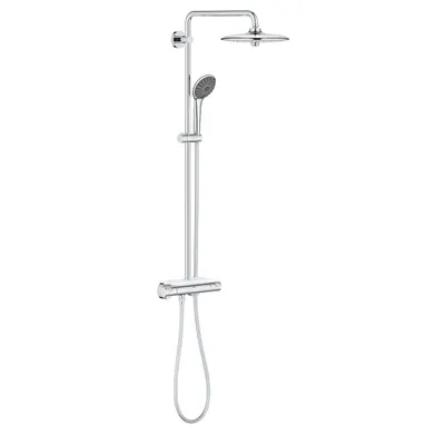Sistem de dus Grohe Vitalio Joy 260 26403001, 1/2, aparent, termostat, 260 mm, 3 pulverizari, etajera, anti-oparire, Crom