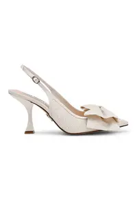 Pantofi din piele ecologica cu toc kitten Neasa - Alb fildes
