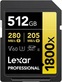 Card de memorie Lexar - Professional Gold, 512GB, SDXC, Class10