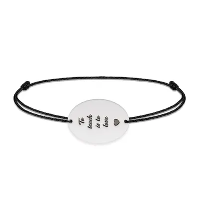 Master - Bratara personalizata snur pentru absolvire "To teach is to love" din argint 925