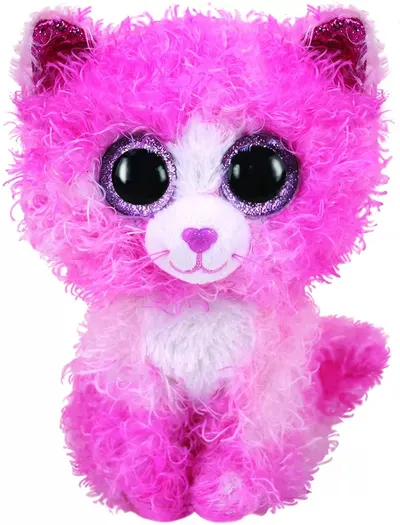 Jucărie de pluș TY Toys Beanie Boos - Pisică crețoasă, 24 cm, roz