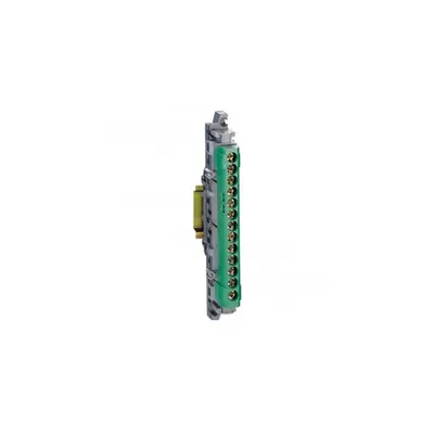 IP2X terminal block - earth (verde) - 1 x 6 to 25² - 12 x 1.5 to 16² -L. 113 mm