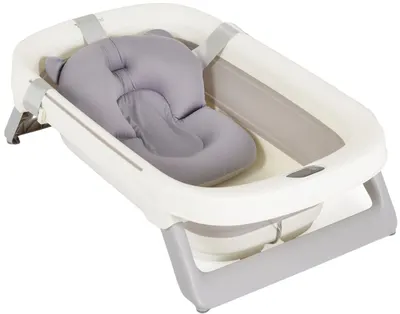 Cădiță de baie pliabilă Cangaroo - Morea + saltea cadou, gri