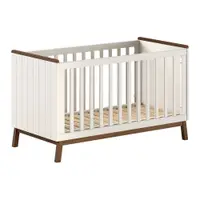 Pătuț bej din lemn de pin cu latură detașabilă/cu înălțime reglabilă 70x140 cm Sezane – Vipack