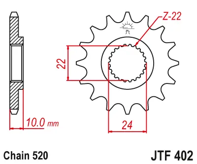JT - Pinion (fata) JTF402, 15 dinti - F650 Pegaso Sonderz ñhnezahl
