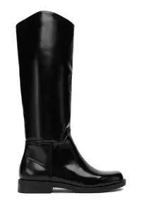 Cizme dama - material sintetic - negru - fermoar -