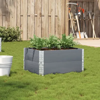 Gossi jardiniera de gradina, gri, 80x60 cm, lemn masiv pin