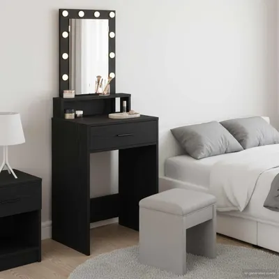 vidaXL Masă de Machiaj Negru 50 x 41 x 140 cm Lemn prelucrat