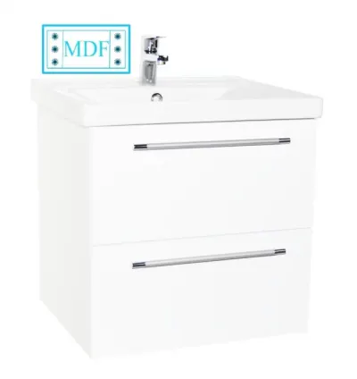 Set Baza front MDF si Lavoar seria 754, suspendata cu sertare, 60 cm, alb