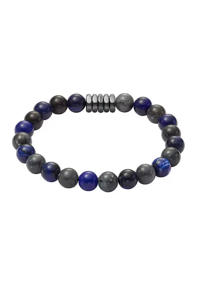 Bratara cu margele - Albastru indigo/Gri inchis