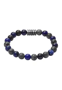 Bratara cu margele - Albastru indigo/Gri inchis