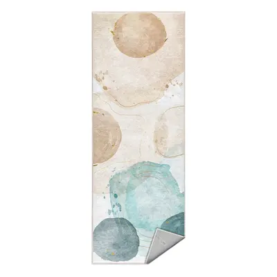Covor tip traversă crem/turcoaz lavabil 80x200 cm Puddle – Mila Home