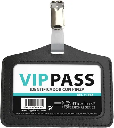 Ecuson orizontal cu clips OfBox - 11 x 7 cm, negru