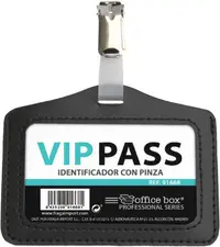 Ecuson orizontal cu clips OfBox - 11 x 7 cm, negru