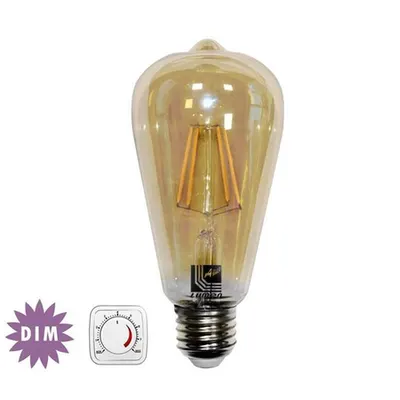 Bec decorativ avocado auriu cu LED COG dimabil 6W (≈60w) lumina calda 600lm L 142mm