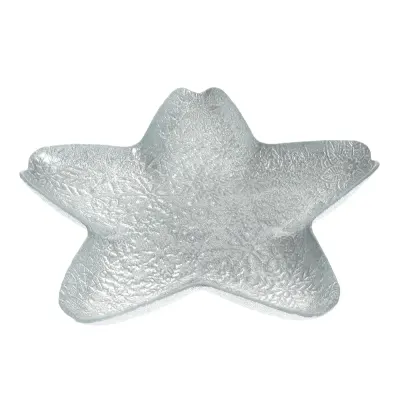 Platou decorativ in forma de stea argintie