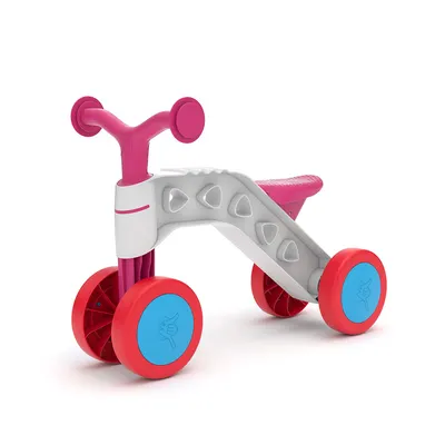 Bicicletă roz cu 4 roți și fără pedale