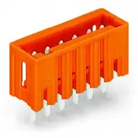 THT male header; 1.0 x 1.0 mm solder pin; straight; 100% protected against mismating; Pin spacing 3.81 mm; 3-pole; orange