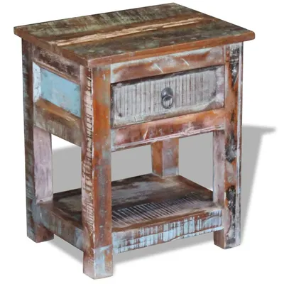 vidaXL Masă laterală cu un sertar, 43x33x51 cm, lemn masiv reciclat