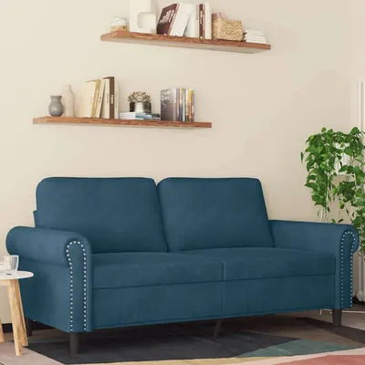 vidaXL Canapea cu 2 locuri, albastru, 140 cm, catifea