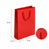 Pungi cadou dreptunghiulare uni - roșu (set 12 buc) - Mică - 18x24x8,5cm