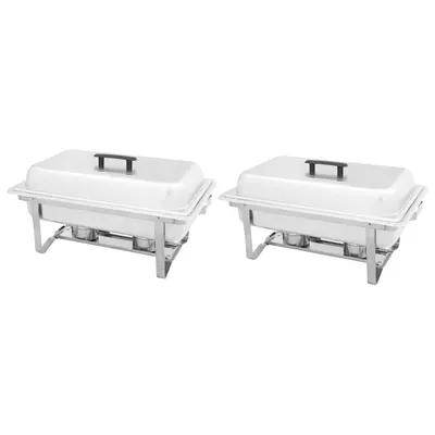 vidaXL Set vase încălzire mâncare, 2 piese, oțel inoxidabil
