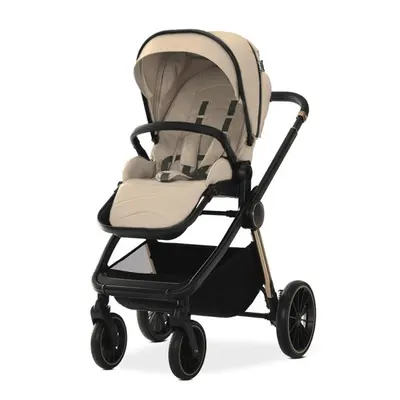 Carucior 2 in 1 pentru copii Lorelli Bianca Beige Warm, cadru din aluminiu, suspensii, cos landou individual cu maner de transport, geanta, greutate suportata 22 kg