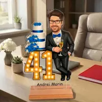 Caricatura Aniversare Barbat - Statueta Personalizata tip Trofeu