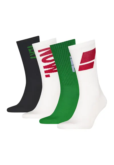 Set de sosete lungi - 4 perechi - Verde/Negru stins/Alb murdar
