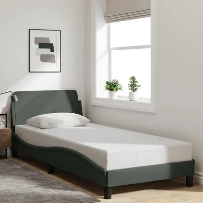 vidaXL Cadru de pat, Dover, gri închis, 90x190 cm, textil